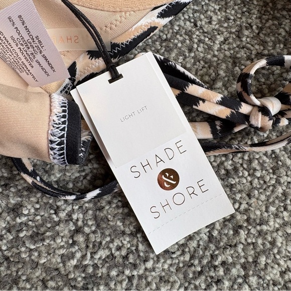 NWT Shade & Shore Black Tan and White Zebra Twist Front Padded Bikini Top - Picture 6 of 12